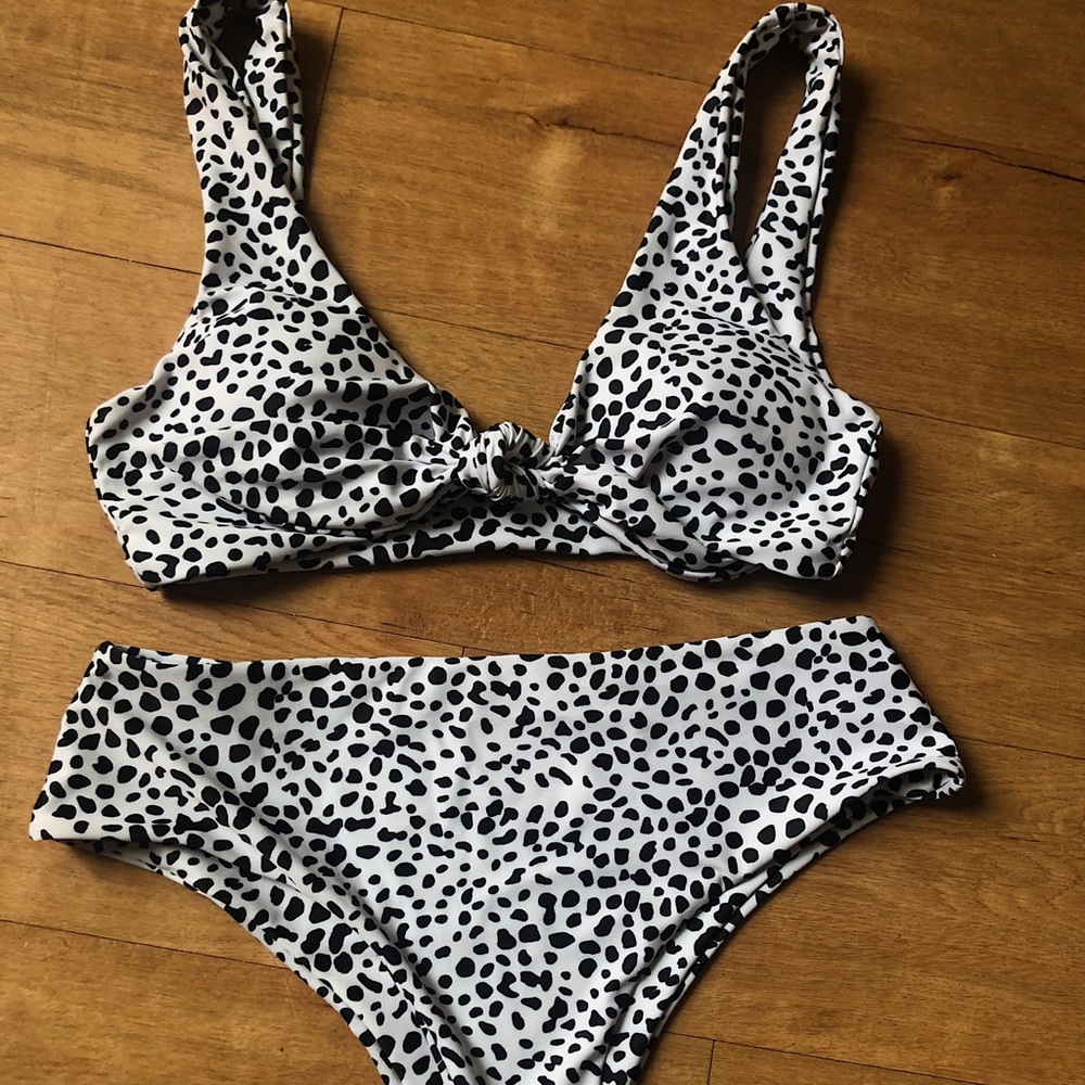 High waisted Dalmatian print bikini